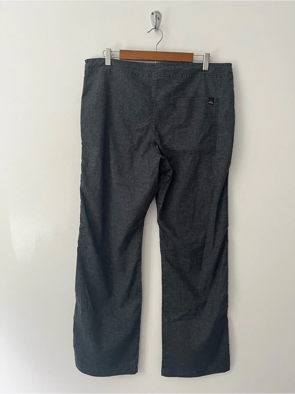 Prana Sutra Hemp Pants Relaxed Fit Wide Leg Lightweight Gray Large